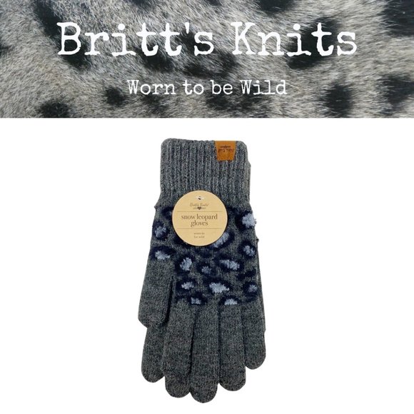 Britt's Knits Snow Leopard Gloves - Picture 1 of 7